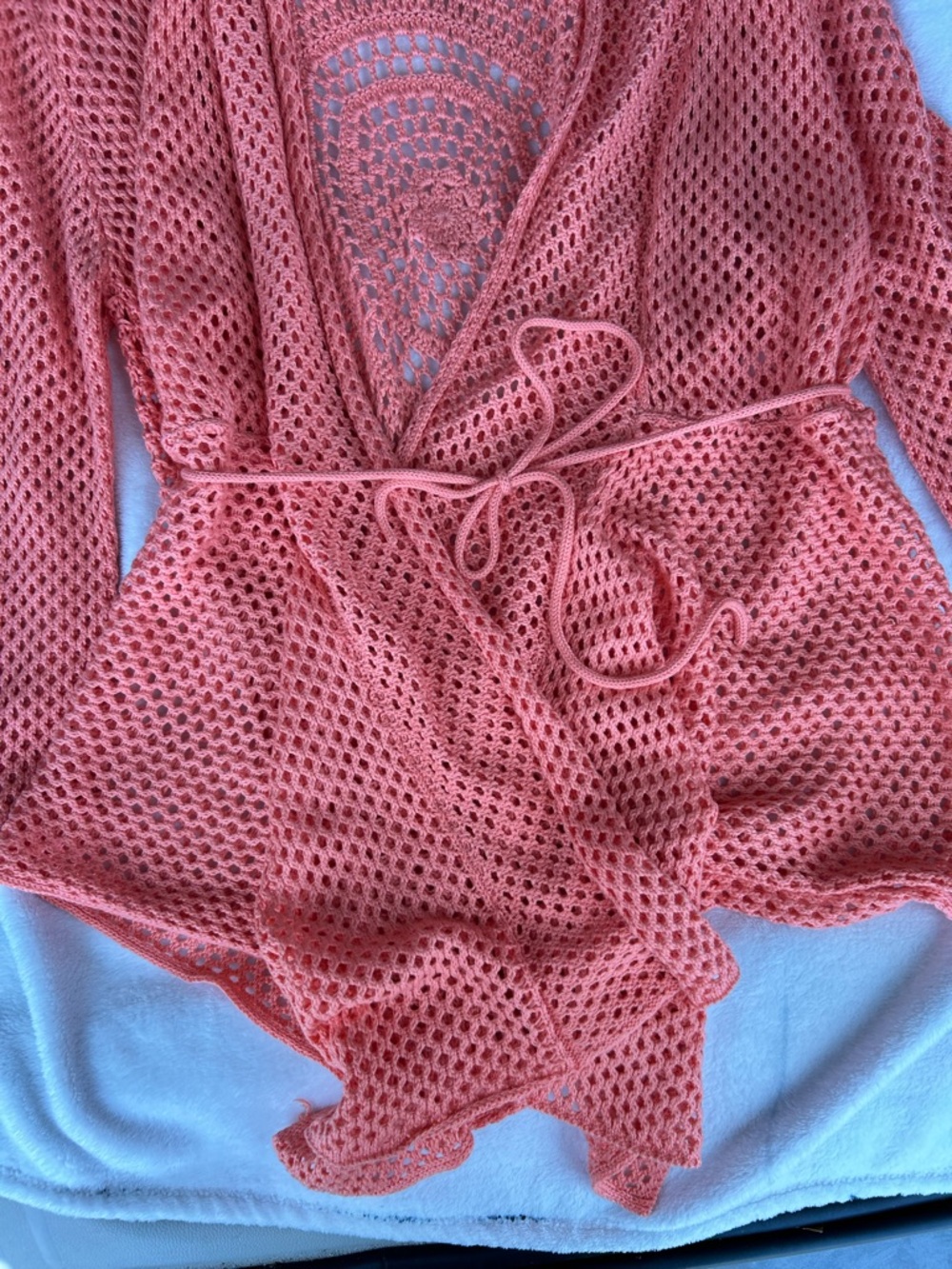 united states sweaters Coral Open-Weave Cardigan - Picture 3 of 8